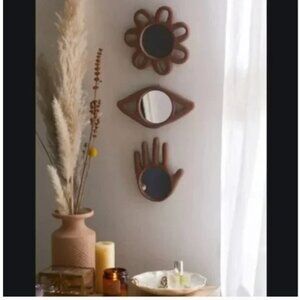 ⭐️ Clay Icon Flower Floral Boho Rustic Peasant Cottage Hippie Art Wall Mirror